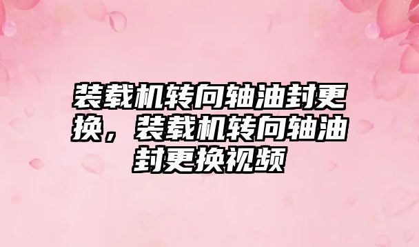 裝載機轉(zhuǎn)向軸油封更換，裝載機轉(zhuǎn)向軸油封更換視頻