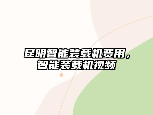 昆明智能裝載機費用，智能裝載機視頻