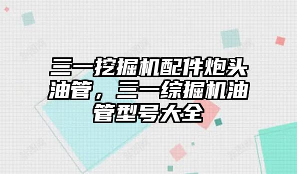 三一挖掘機(jī)配件炮頭油管，三一綜掘機(jī)油管型號大全