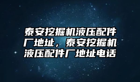 泰安挖掘機(jī)液壓配件廠地址，泰安挖掘機(jī)液壓配件廠地址電話