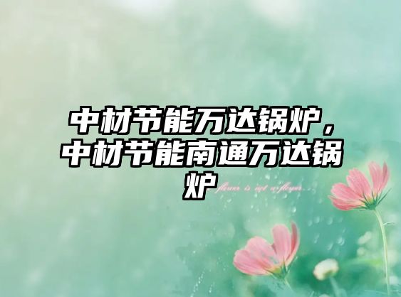中材節(jié)能萬達(dá)鍋爐，中材節(jié)能南通萬達(dá)鍋爐