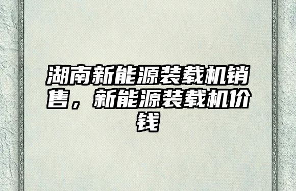 湖南新能源裝載機銷售，新能源裝載機價錢