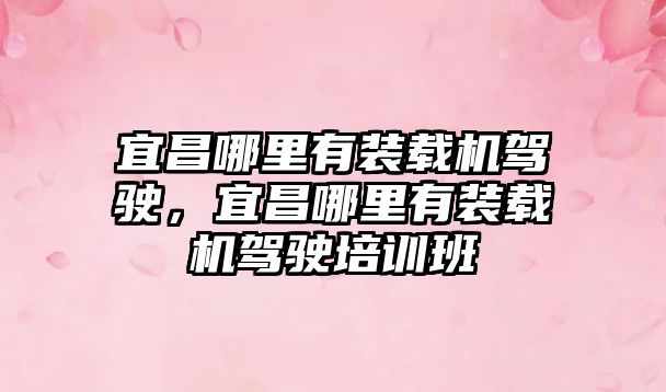 宜昌哪里有裝載機(jī)駕駛，宜昌哪里有裝載機(jī)駕駛培訓(xùn)班