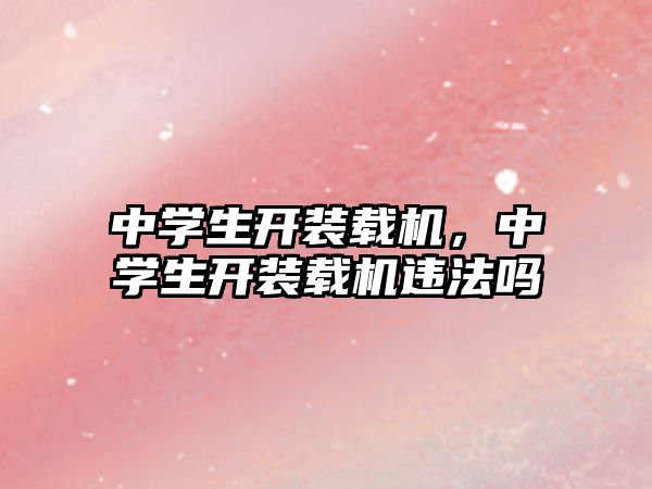中學生開裝載機，中學生開裝載機違法嗎