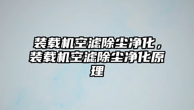 裝載機空濾除塵凈化，裝載機空濾除塵凈化原理