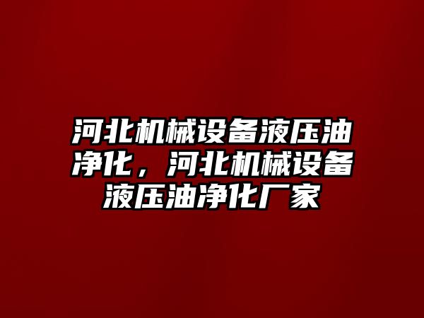 河北機械設(shè)備液壓油凈化，河北機械設(shè)備液壓油凈化廠家