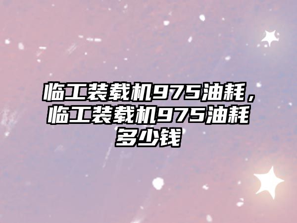臨工裝載機(jī)975油耗，臨工裝載機(jī)975油耗多少錢(qián)