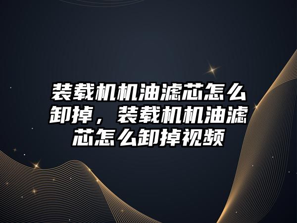 裝載機機油濾芯怎么卸掉，裝載機機油濾芯怎么卸掉視頻