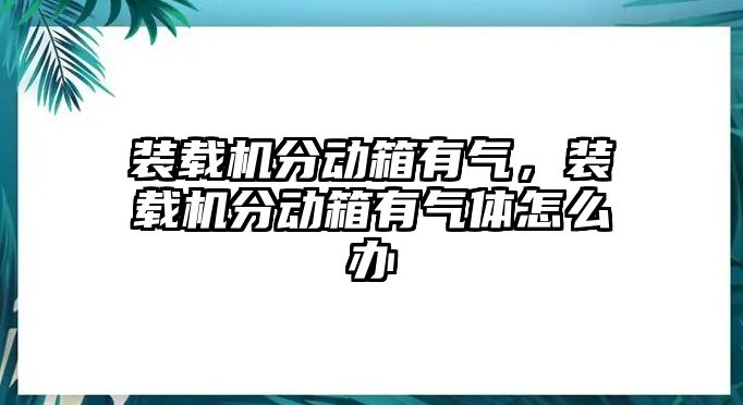 裝載機分動箱有氣，裝載機分動箱有氣體怎么辦