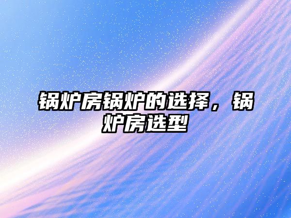 鍋爐房鍋爐的選擇，鍋爐房選型