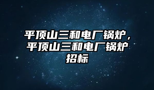 平頂山三和電廠鍋爐，平頂山三和電廠鍋爐招標