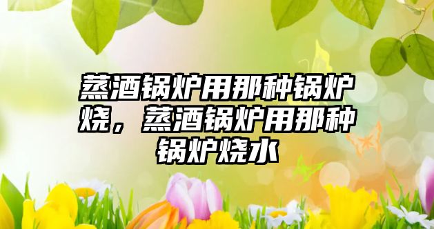 蒸酒鍋爐用那種鍋爐燒，蒸酒鍋爐用那種鍋爐燒水