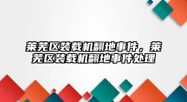 萊蕪區(qū)裝載機(jī)翻地事件，萊蕪區(qū)裝載機(jī)翻地事件處理