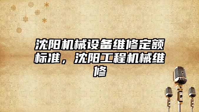 沈陽機(jī)械設(shè)備維修定額標(biāo)準(zhǔn)，沈陽工程機(jī)械維修