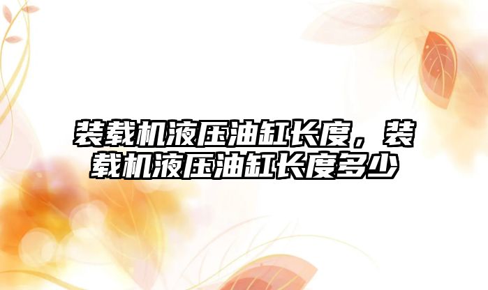 裝載機液壓油缸長度，裝載機液壓油缸長度多少