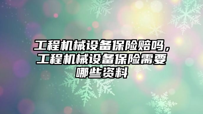 工程機(jī)械設(shè)備保險賠嗎，工程機(jī)械設(shè)備保險需要哪些資料