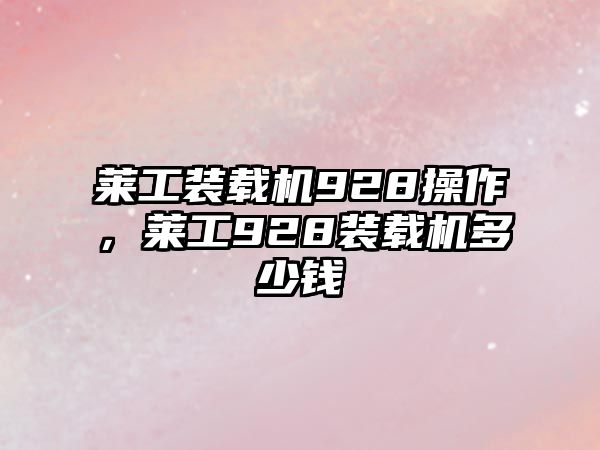 萊工裝載機(jī)928操作，萊工928裝載機(jī)多少錢