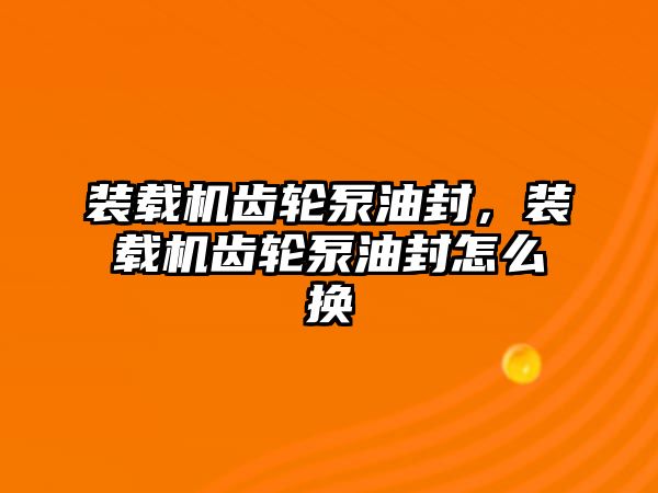 裝載機齒輪泵油封，裝載機齒輪泵油封怎么換