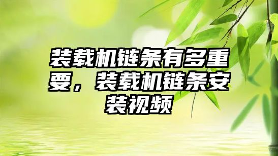 裝載機鏈條有多重要，裝載機鏈條安裝視頻