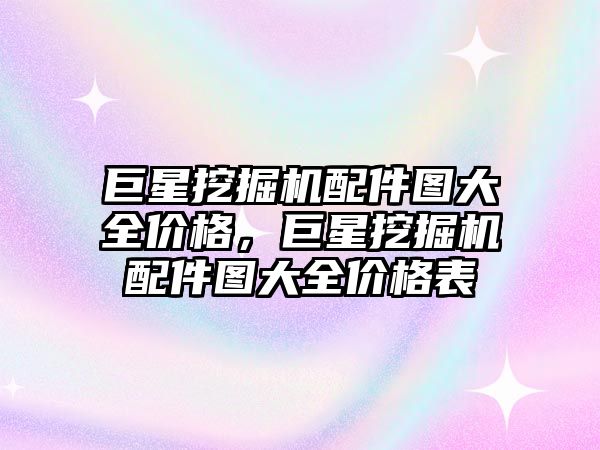 巨星挖掘機(jī)配件圖大全價格，巨星挖掘機(jī)配件圖大全價格表