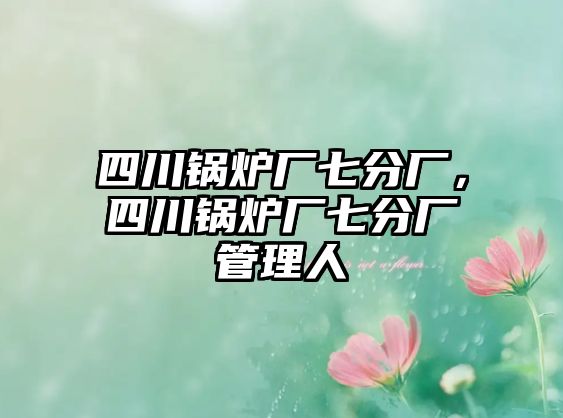 四川鍋爐廠七分廠，四川鍋爐廠七分廠管理人