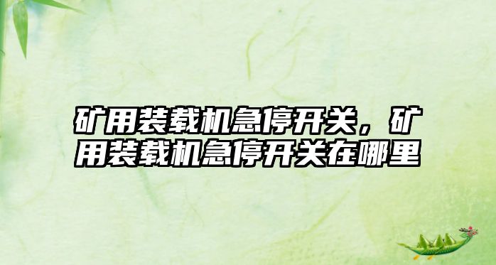 礦用裝載機急停開關(guān)，礦用裝載機急停開關(guān)在哪里