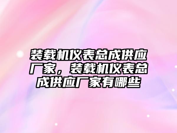 裝載機(jī)儀表總成供應(yīng)廠家，裝載機(jī)儀表總成供應(yīng)廠家有哪些