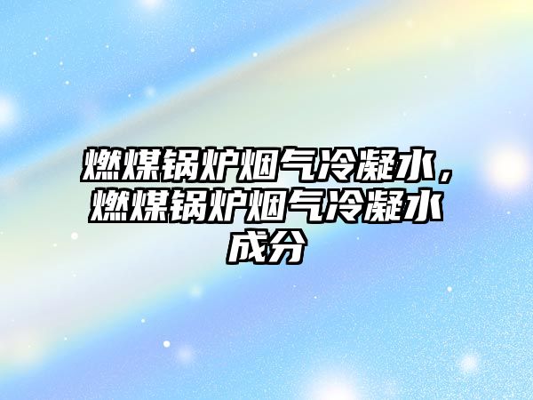 燃煤鍋爐煙氣冷凝水，燃煤鍋爐煙氣冷凝水成分