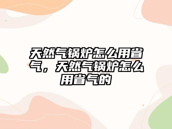天然氣鍋爐怎么用省氣，天然氣鍋爐怎么用省氣的
