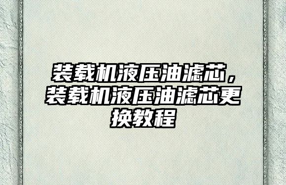 裝載機液壓油濾芯，裝載機液壓油濾芯更換教程