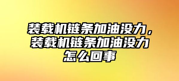 裝載機(jī)鏈條加油沒(méi)力，裝載機(jī)鏈條加油沒(méi)力怎么回事