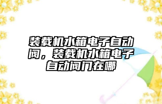 裝載機水箱電子自動閥，裝載機水箱電子自動閥門在哪