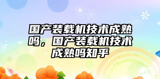 國產(chǎn)裝載機技術(shù)成熟嗎，國產(chǎn)裝載機技術(shù)成熟嗎知乎