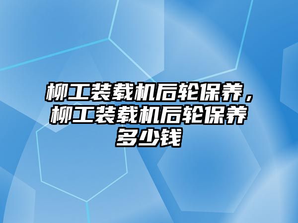 柳工裝載機后輪保養(yǎng)，柳工裝載機后輪保養(yǎng)多少錢