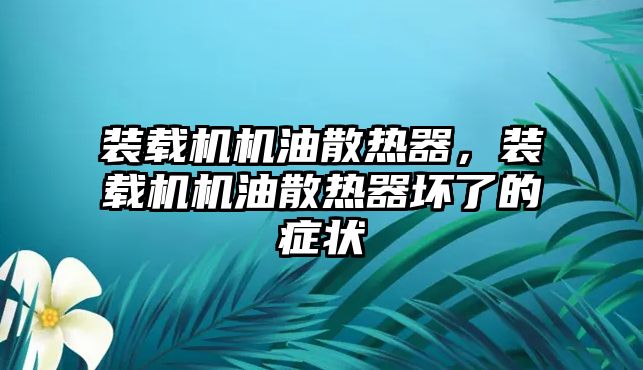 裝載機機油散熱器，裝載機機油散熱器壞了的癥狀