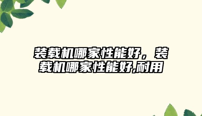 裝載機(jī)哪家性能好，裝載機(jī)哪家性能好,耐用