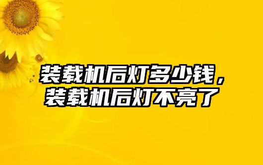 裝載機(jī)后燈多少錢(qián)，裝載機(jī)后燈不亮了