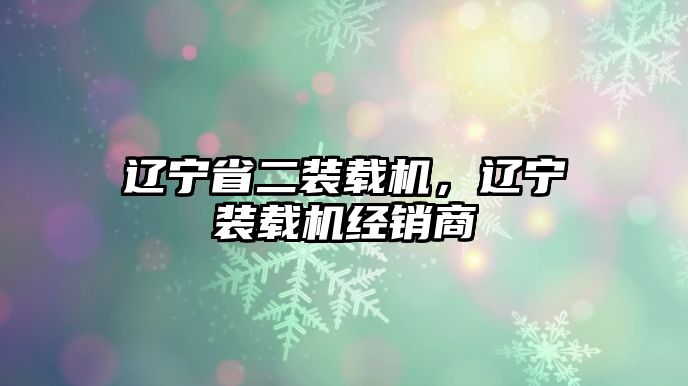 遼寧省二裝載機，遼寧裝載機經(jīng)銷商