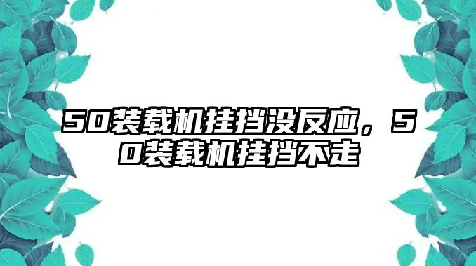 50裝載機(jī)掛擋沒(méi)反應(yīng)，50裝載機(jī)掛擋不走