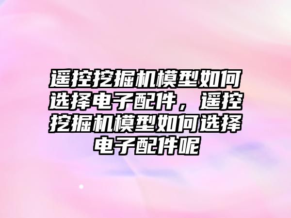 遙控挖掘機(jī)模型如何選擇電子配件，遙控挖掘機(jī)模型如何選擇電子配件呢