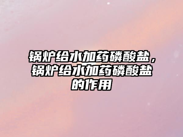 鍋爐給水加藥磷酸鹽，鍋爐給水加藥磷酸鹽的作用