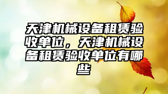 天津機(jī)械設(shè)備租賃驗(yàn)收單位，天津機(jī)械設(shè)備租賃驗(yàn)收單位有哪些