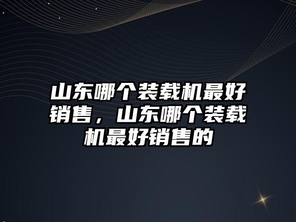 山東哪個裝載機最好銷售，山東哪個裝載機最好銷售的