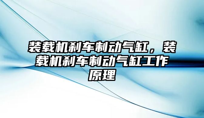 裝載機(jī)剎車制動(dòng)氣缸，裝載機(jī)剎車制動(dòng)氣缸工作原理