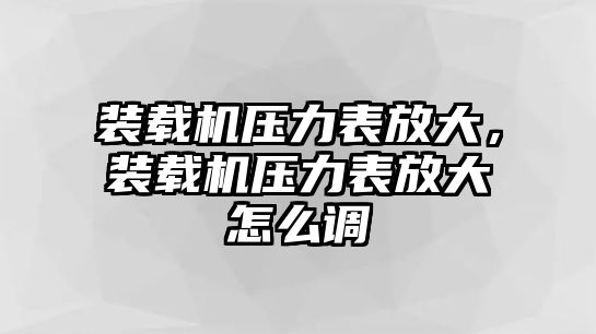 裝載機壓力表放大，裝載機壓力表放大怎么調(diào)