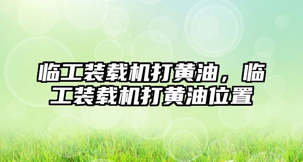 臨工裝載機(jī)打黃油，臨工裝載機(jī)打黃油位置