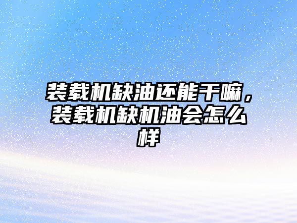 裝載機缺油還能干嘛，裝載機缺機油會怎么樣