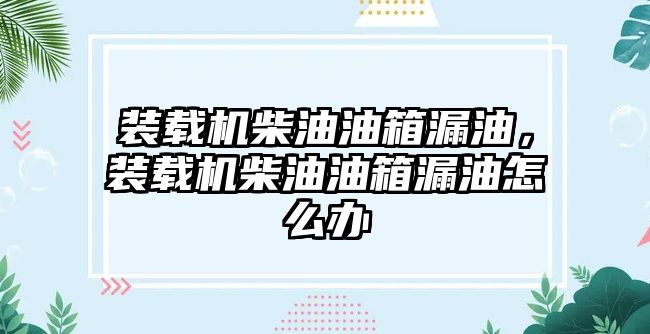 裝載機(jī)柴油油箱漏油，裝載機(jī)柴油油箱漏油怎么辦