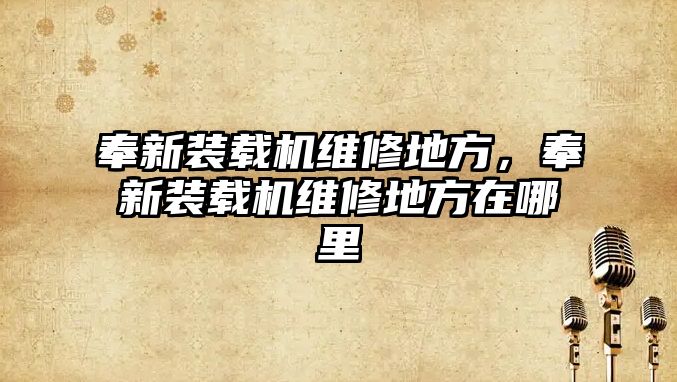 奉新裝載機維修地方，奉新裝載機維修地方在哪里