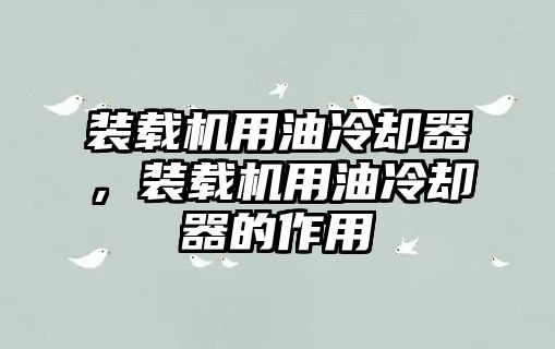 裝載機(jī)用油冷卻器，裝載機(jī)用油冷卻器的作用